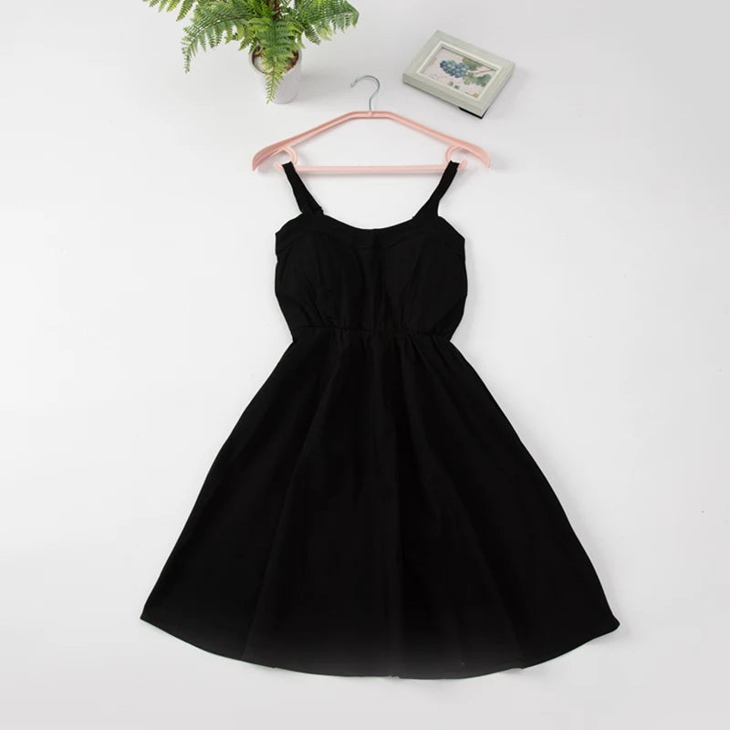 Marwin New-Coming Summer Solid Knee-Length Spaghetti Strap Strapless Dresses High Street Empire Style Party Holiday Dresses