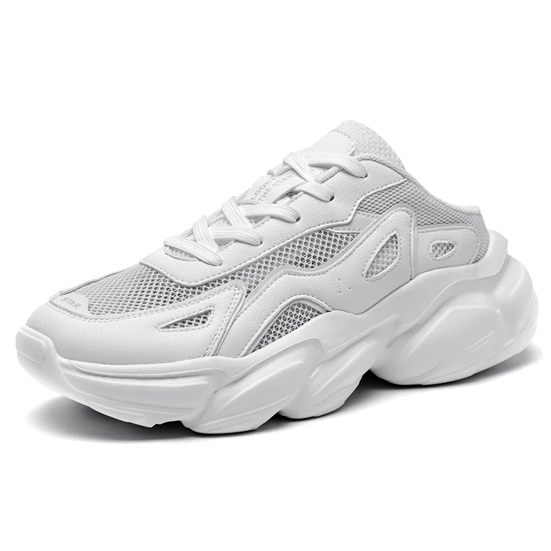 Half Shoes For Men Women's Chunky White Luxury Sneakers Running Casual Shoes Slippers Male Tennis Sports Ladies Fitness Footwear