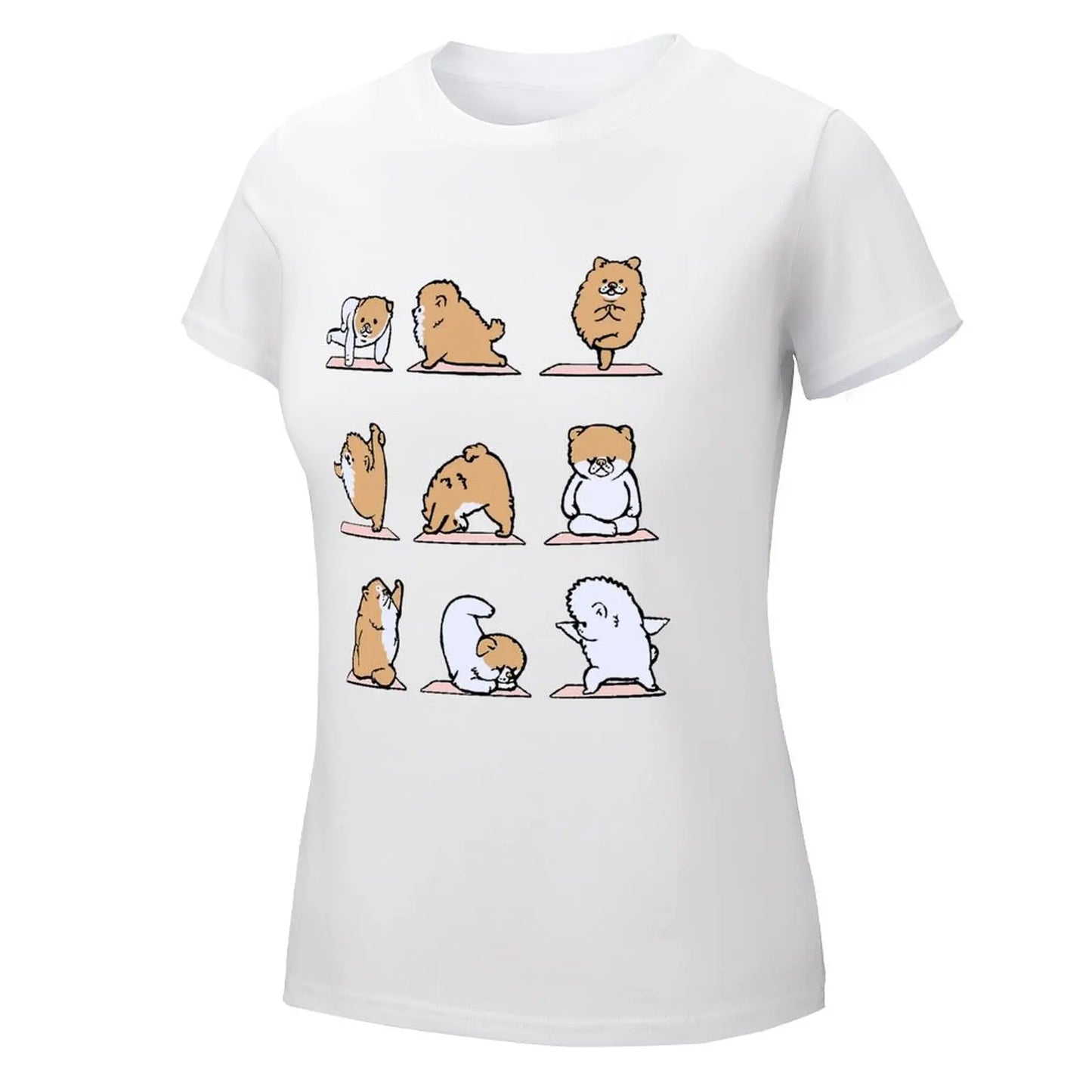 Pomeranian Yoga For Sale T-shirt Crewneck Movement T-shirts Casual Graphic Home Sarcastic