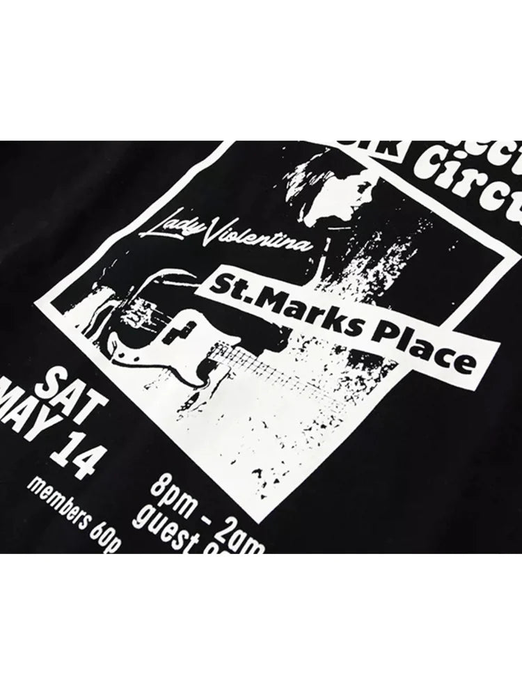 PUWD Women Fashion Black Graphic Sweatshirts 2023 Fall Vintage O Neck Long Sleeves Sweatshirts Female Loose Pullovers
