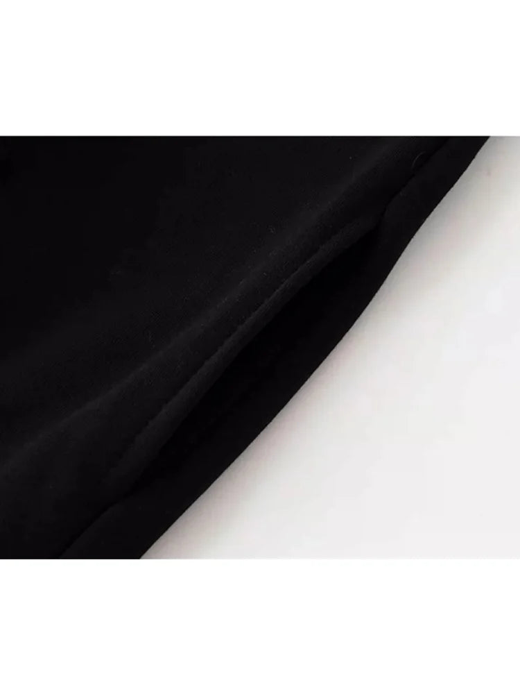 PUWD Women Fashion Black Graphic Sweatshirts 2023 Fall Vintage O Neck Long Sleeves Sweatshirts Female Loose Pullovers