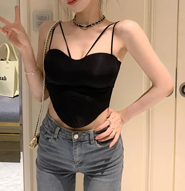 New Ice Silk Back Underwear One-piece Slim Slim Slim Suspender Tank Top Women's Chest Cushion Backing Temperament