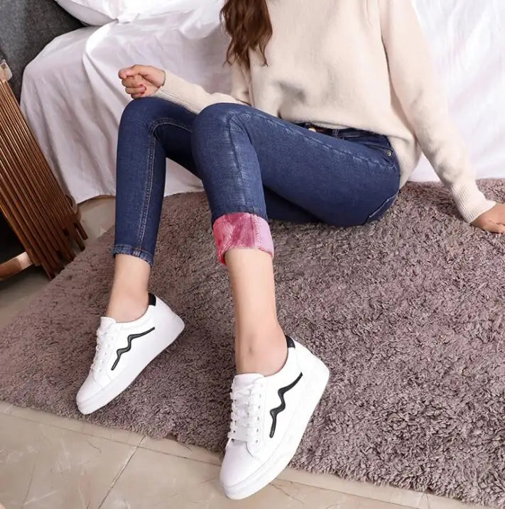 Winter Jeans For Women Gold Fleeces Thick Velvet Skinny Jeans trousers High waist Stretch Denim Pencil Pants