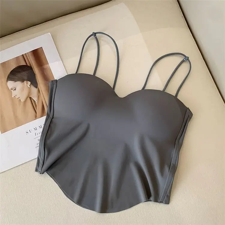 New Ice Silk Back Underwear One-piece Slim Slim Slim Suspender Tank Top Women's Chest Cushion Backing Temperament