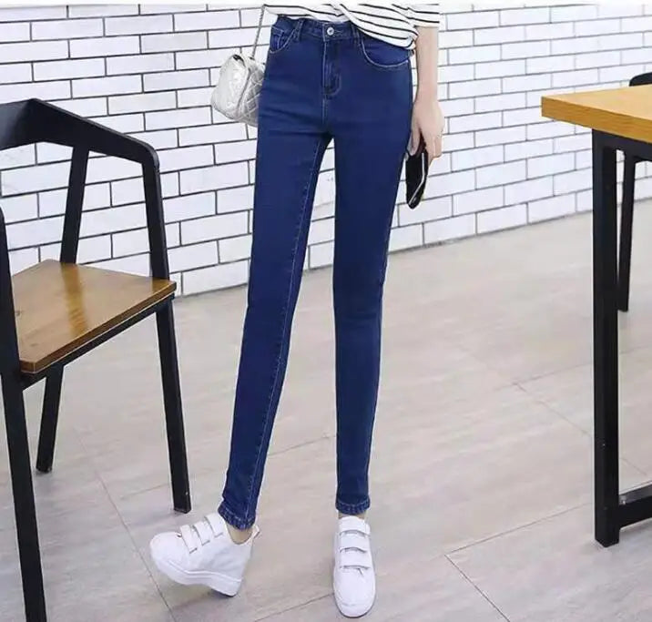 Winter Jeans For Women Gold Fleeces Thick Velvet Skinny Jeans trousers High waist Stretch Denim Pencil Pants