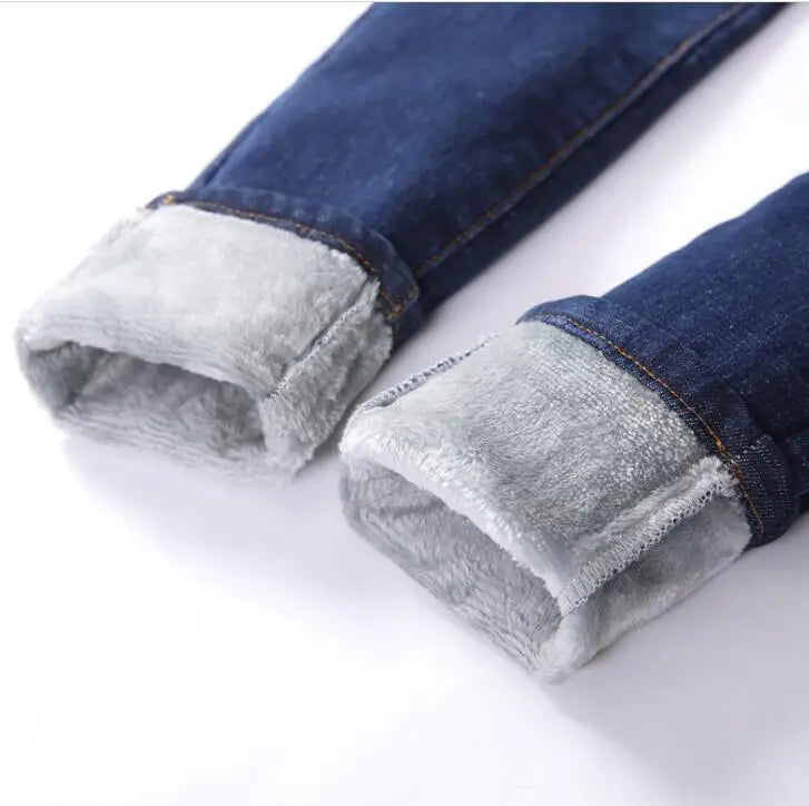 Winter Jeans For Women Gold Fleeces Thick Velvet Skinny Jeans trousers High waist Stretch Denim Pencil Pants
